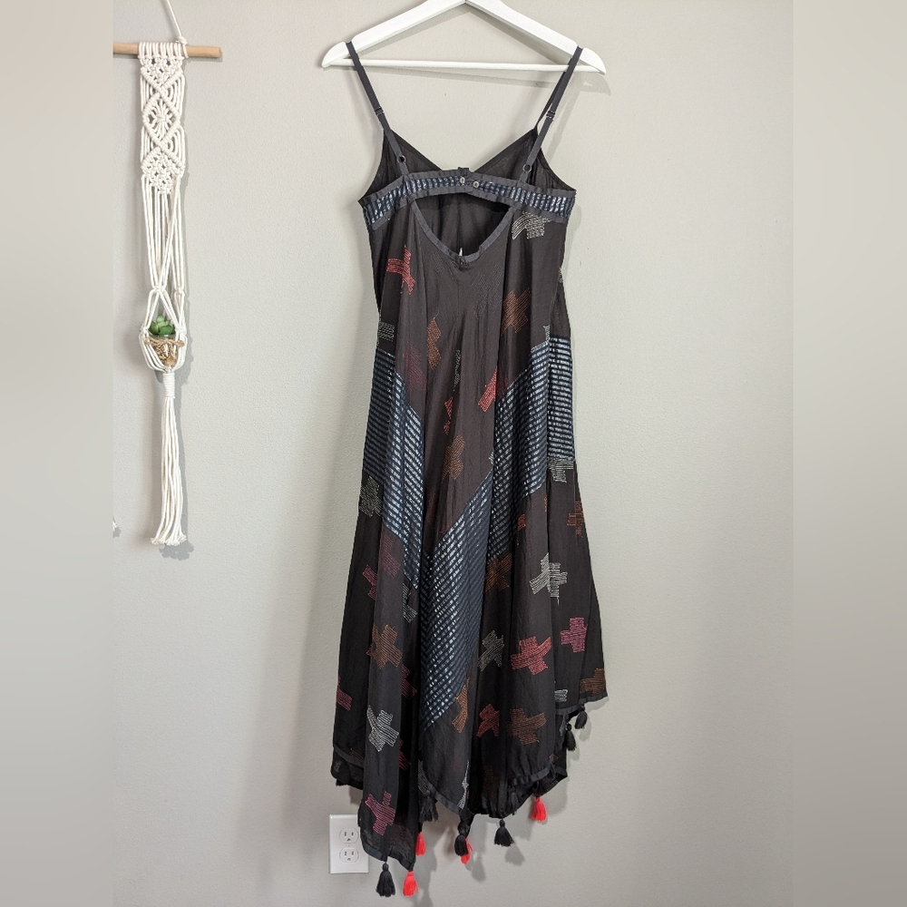 Free People Crossing Paths Pom Tassel Asymmetrical Hem Midi Dress XS - Picture 10 of 16